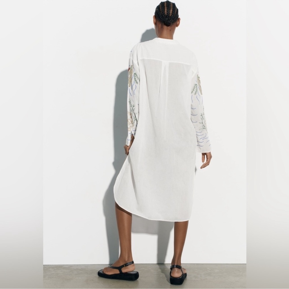 Zara Sea Motif Beach Embroidered Tunic Dress Cover-up Size XS - Picture 3 of 14